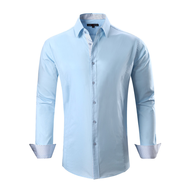 Light Blue Men Trendy Dress Shirt - Yiwu Warhorse Garment Co., Ltd.